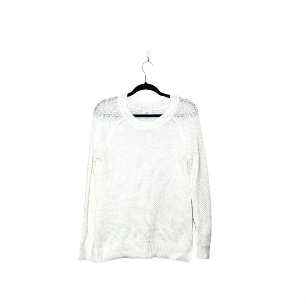 Old Navy Ivory White Open Stitch Knit Pullover Sweater Medium Women’s